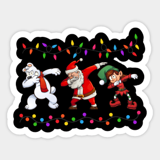 Dabbing Santa Elf Bear Christmas Sticker